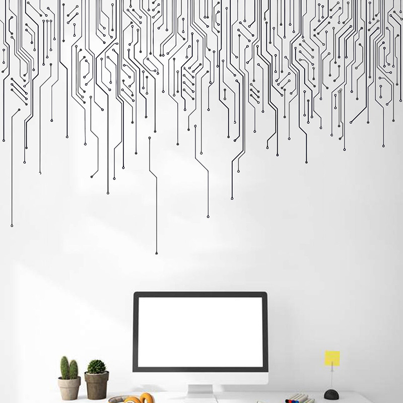 컴퓨터 IT 장식, 회로 기판 벽 데칼, 기술 비닐 벽 - Office Work Tech 리뷰 및 가격